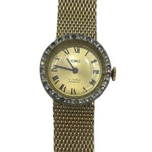 Vtg Ciro Incabloc Bejeweled Mechanical Women's Wrist Watch 10K Rolled Gold Plate